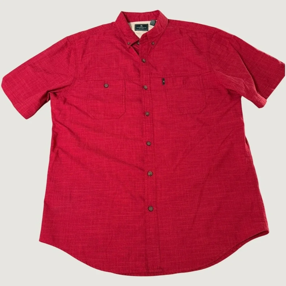 GH Bass & Co Mens Red‎ Short Sleeve Button Down Shirt Large 5277003 Crosshatch